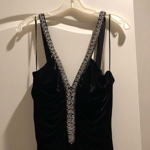 Black Velvety Ball Gown With Silver Embellishments